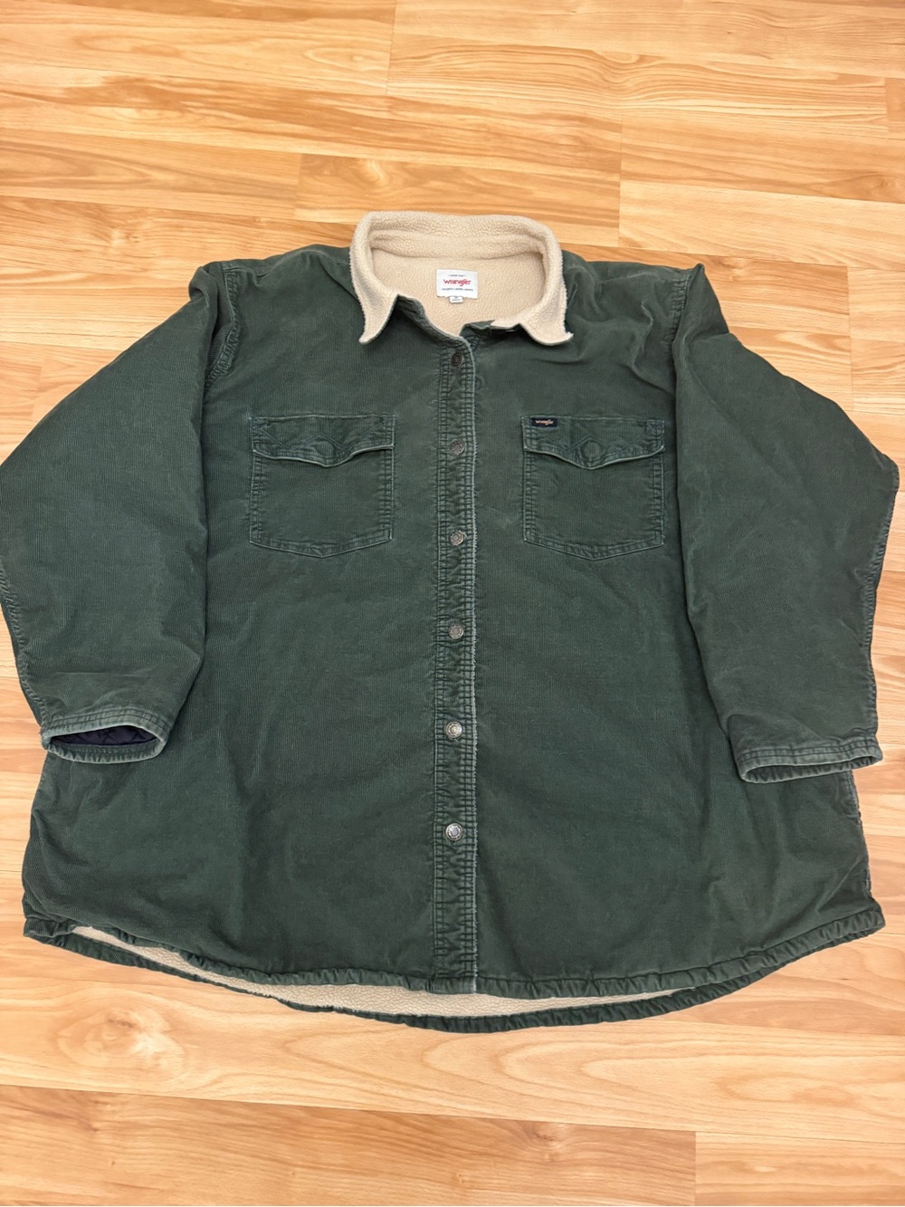 Wrangler Dark Green Sherpa-Trim Corduroy Field Jacket Unisex